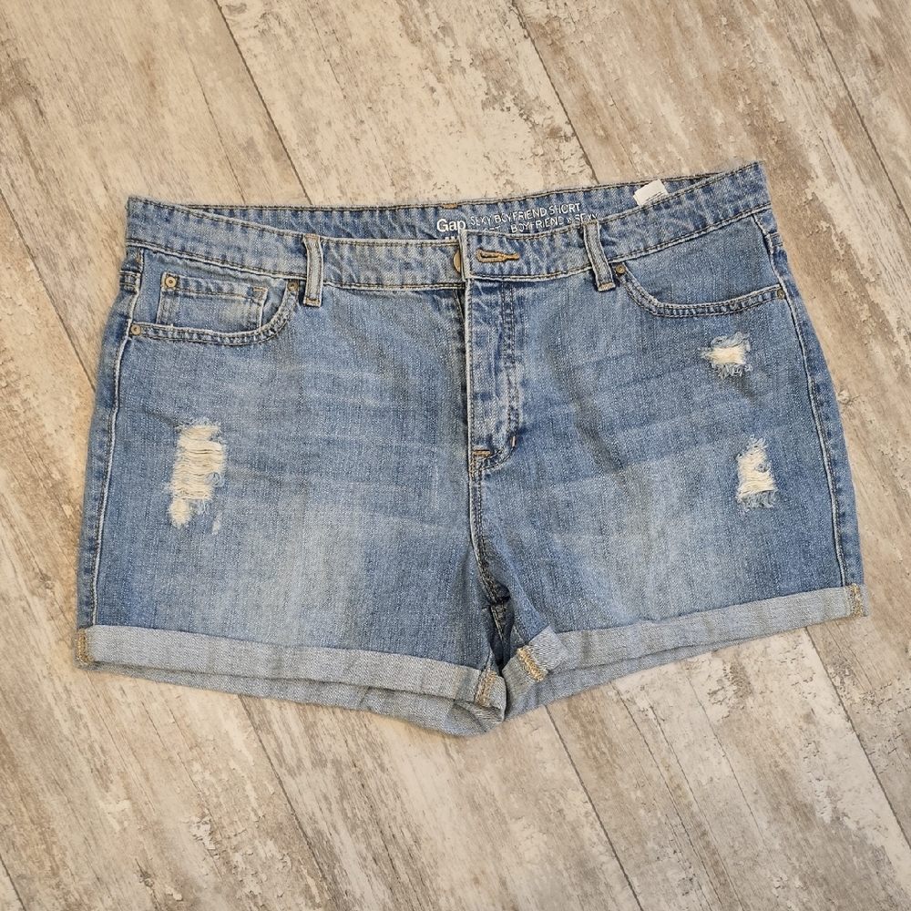 GAP Light Blue Distressed Jean Shorts